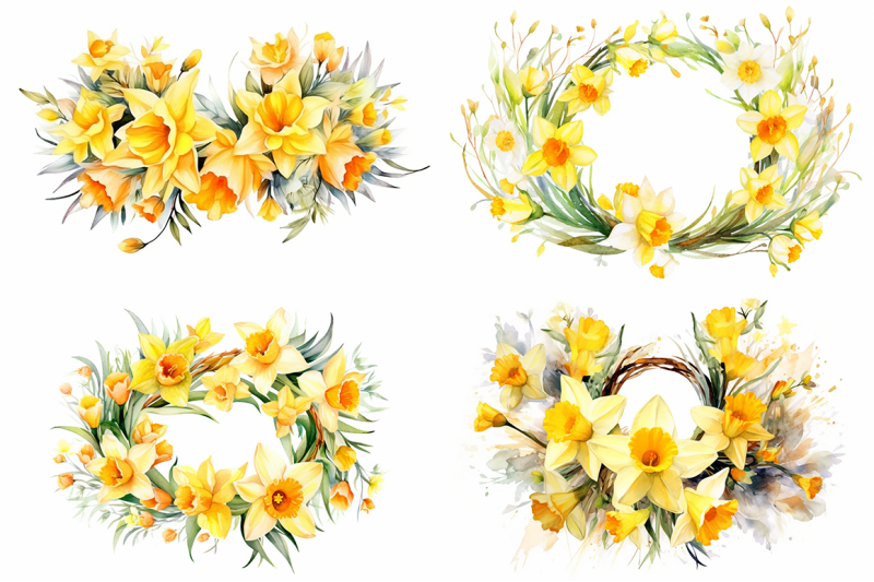 harmony-in-yellow-watercolor-daffodil-ensemble