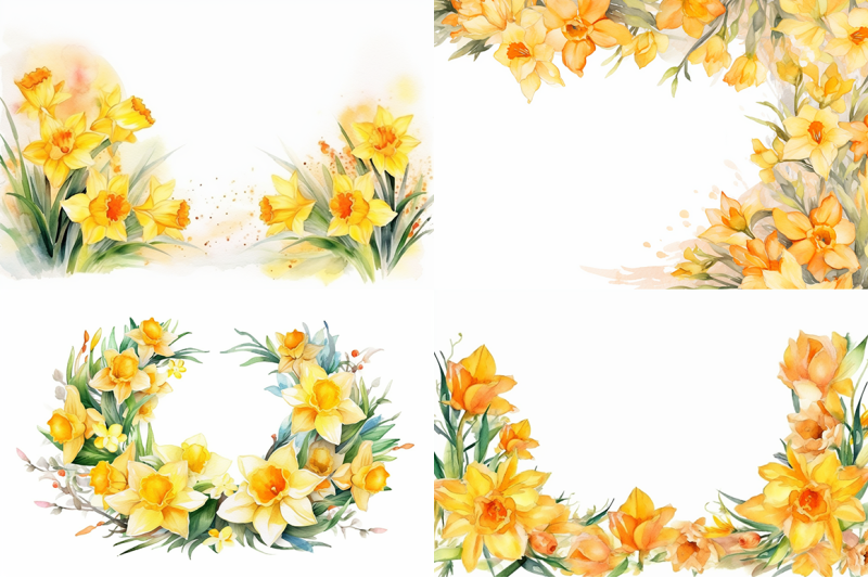 harmony-in-yellow-watercolor-daffodil-ensemble