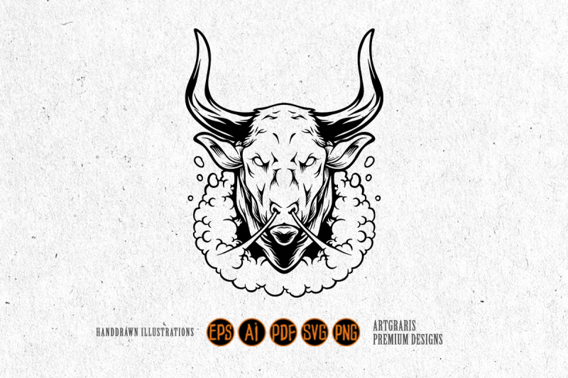 monster-bull-head-powerful-aura-logo-illustrations-silhouette