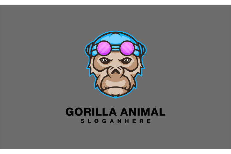 gorilla-head-with-rider-helmet-mascot-logo-design-vector-template