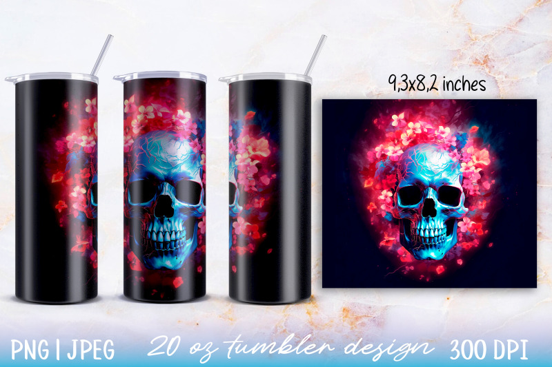 12-skinny-tumbler-wrap-illuminated-skull-with-flowers