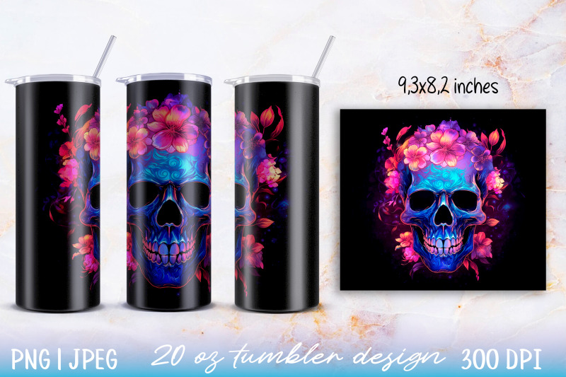 12-skinny-tumbler-wrap-illuminated-skull-with-flowers