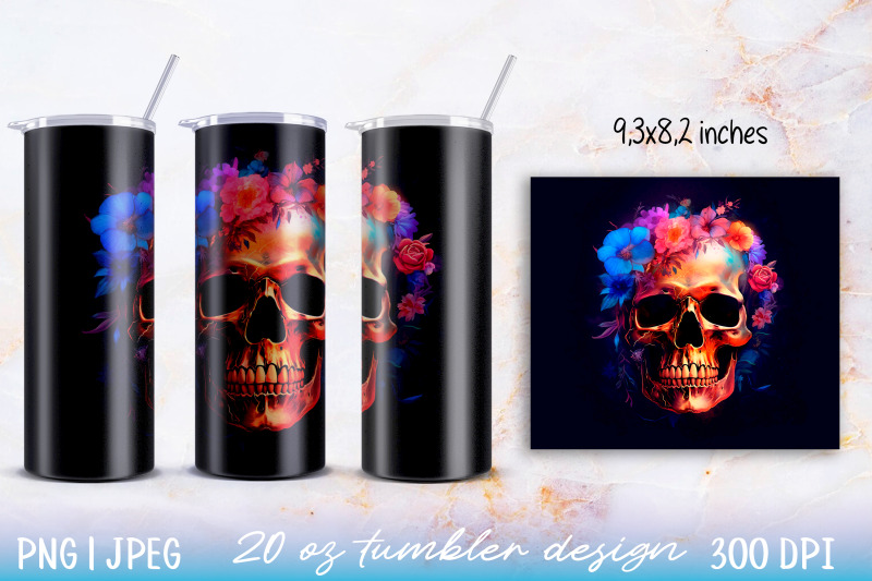 12-skinny-tumbler-wrap-illuminated-skull-with-flowers