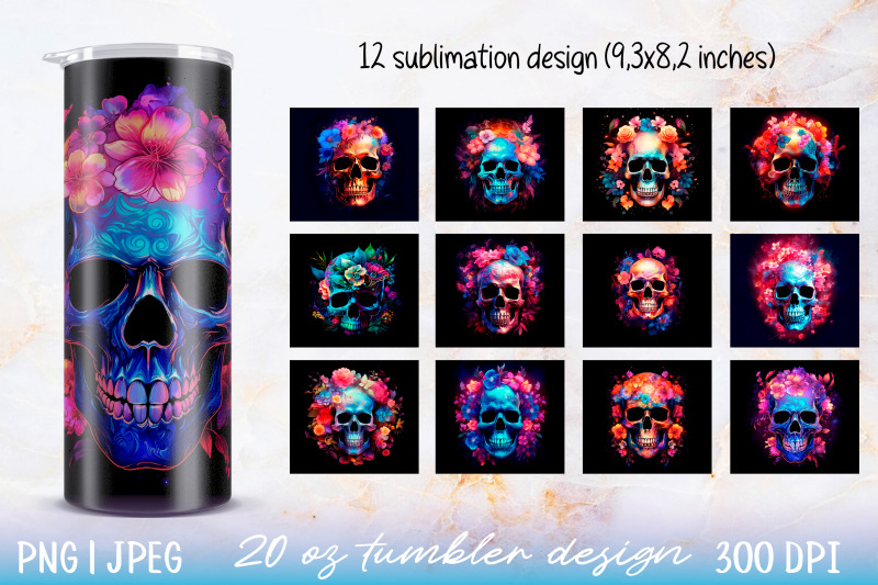 12-skinny-tumbler-wrap-illuminated-skull-with-flowers