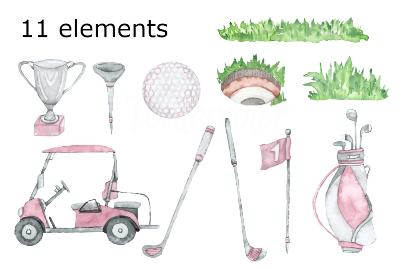 pink-golf-watercolor-clipart