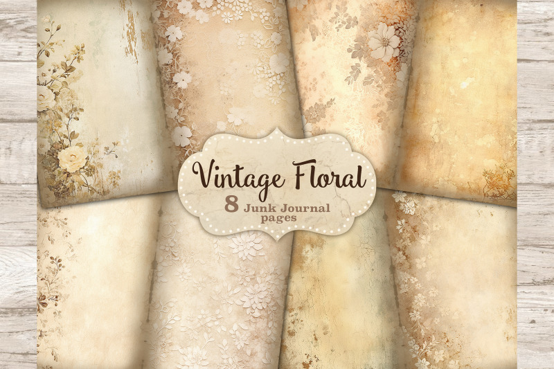 vintage-junk-journal-pages-floral-digital-collage-sheet