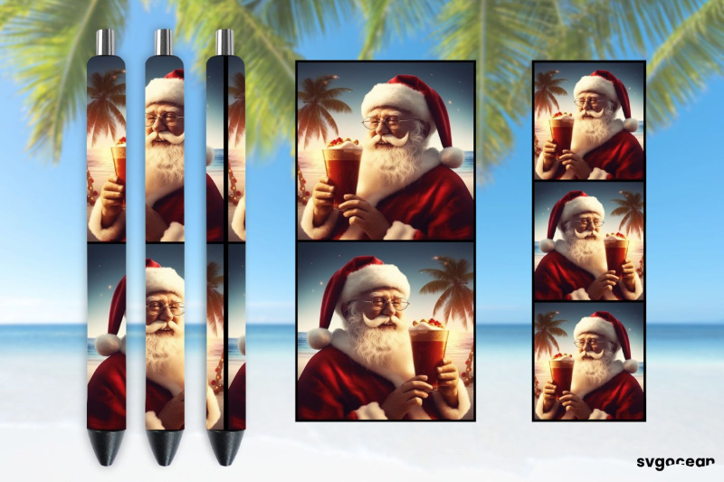 christmas-in-july-pen-wraps-santa-on-the-beach-sublimation