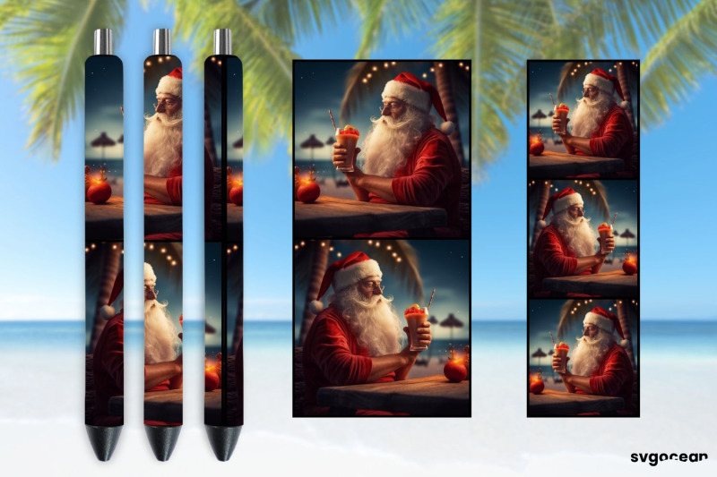 christmas-in-july-pen-wraps-santa-on-the-beach-sublimation