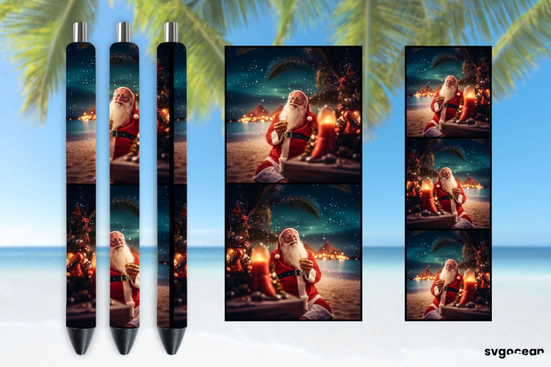 christmas-in-july-pen-wraps-santa-on-the-beach-sublimation