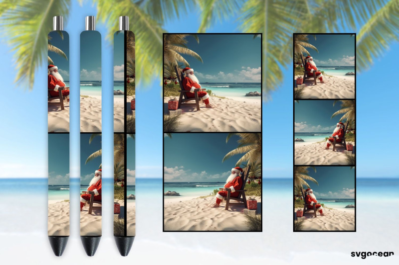 christmas-in-july-pen-wraps-santa-on-the-beach-sublimation