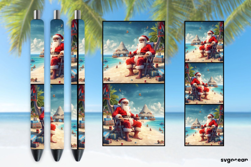 christmas-in-july-pen-wraps-santa-on-the-beach-sublimation