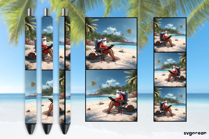 christmas-in-july-pen-wraps-santa-on-the-beach-sublimation