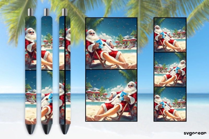 christmas-in-july-pen-wraps-santa-on-the-beach-sublimation