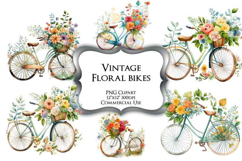 vintage-floral-bikes-png-clipart