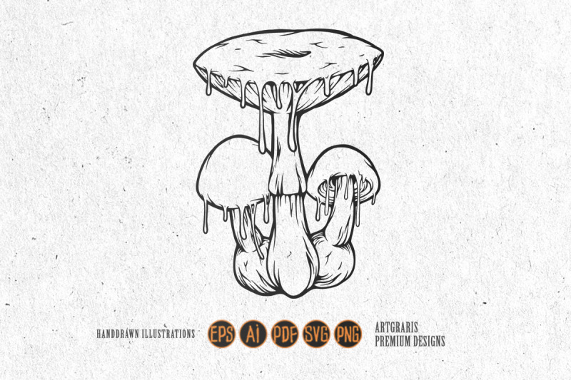 dripping-trippy-magic-mushrooms-psychedelic-illustrations-outline