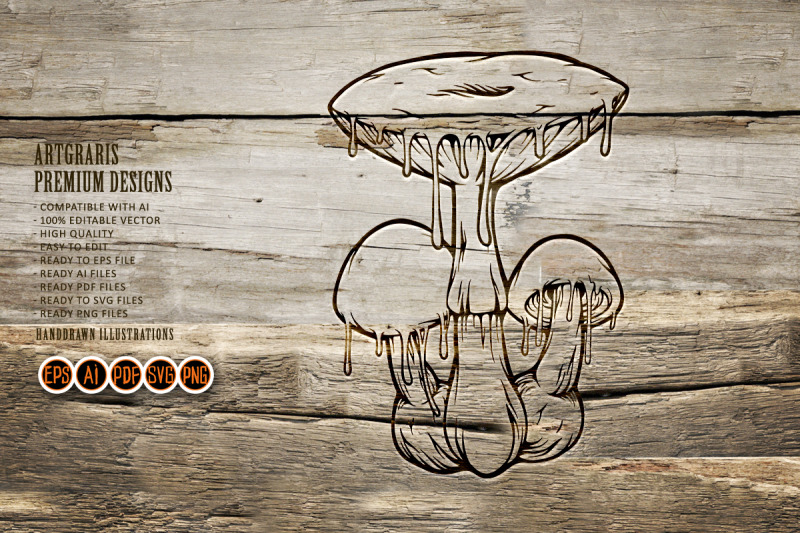 dripping-trippy-magic-mushrooms-psychedelic-illustrations-outline