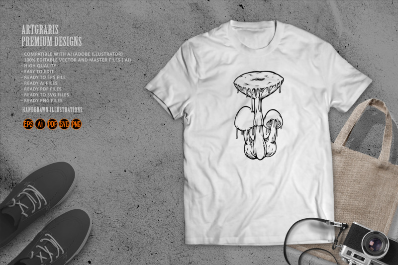 dripping-trippy-magic-mushrooms-psychedelic-illustrations-outline