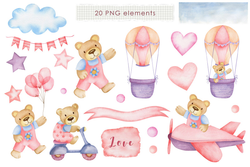 watercolor-pink-bear-happy-birthday