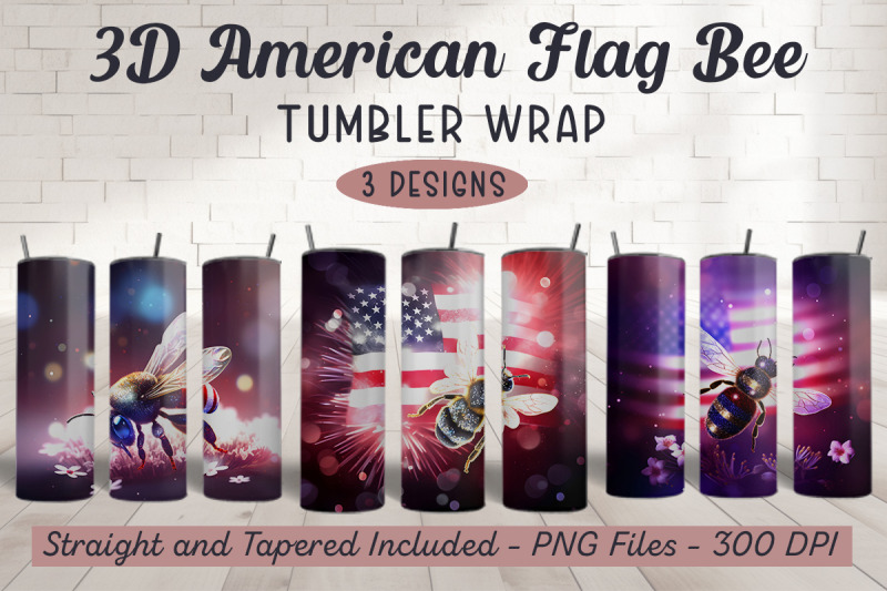 3d-american-flag-bee-tumbler-wrap