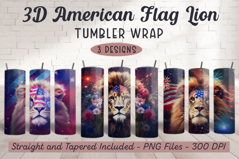 3d-american-flag-lion-tumbler-wrap