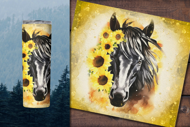 10-horse-and-sunflowers-tumbler-wrap-png