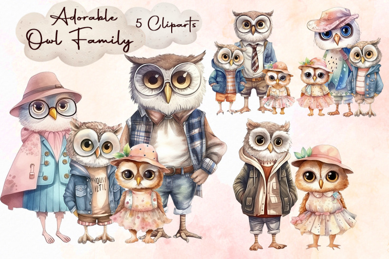 adorable-owl-family-cliparts