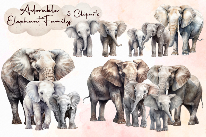 adorable-elephant-family-cliparts