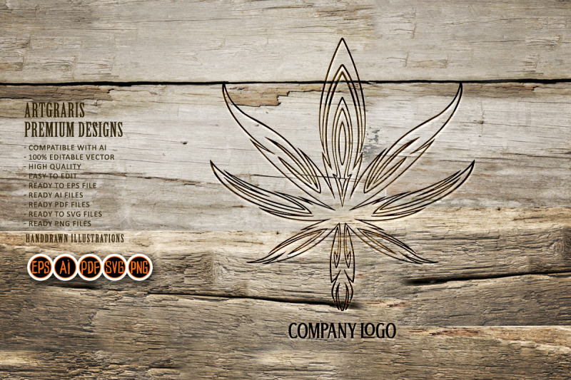 cannabis-leaf-hemp-plant-company-logo-illustrations-monochrome