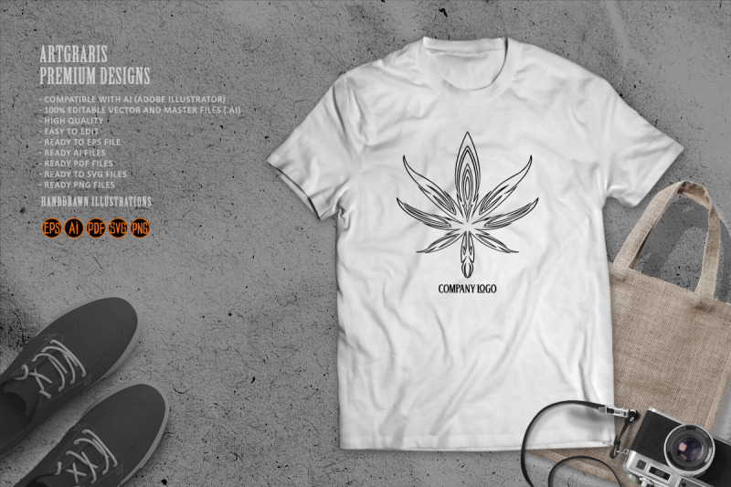 cannabis-leaf-hemp-plant-company-logo-illustrations-monochrome