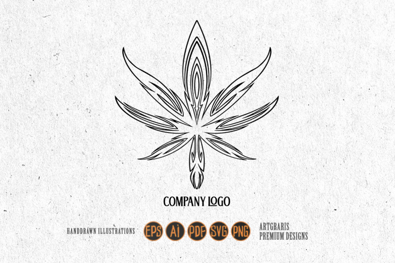 cannabis-leaf-hemp-plant-company-logo-illustrations-monochrome