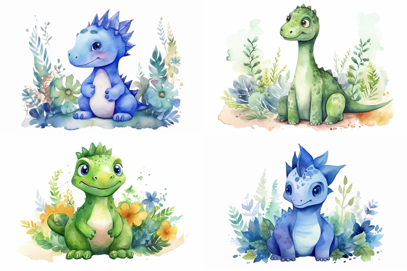 adorable-dinosaur-watercolor-delights
