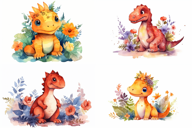 adorable-dinosaur-watercolor-delights