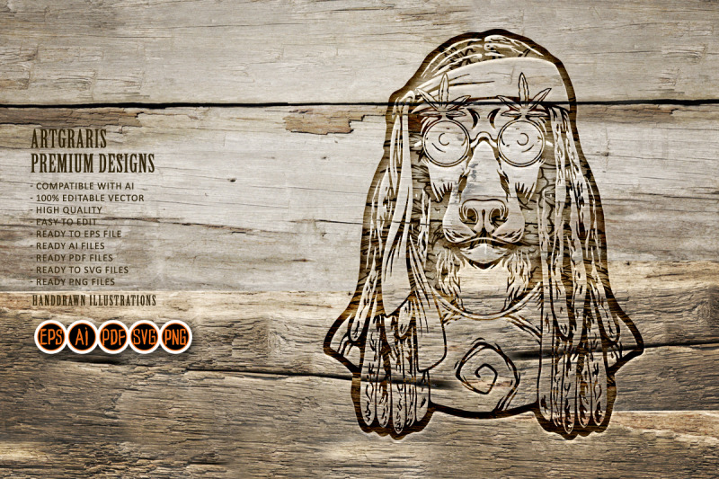 cute-hippie-dog-head-dreadlock-hair-logo-illustrations-silhouette