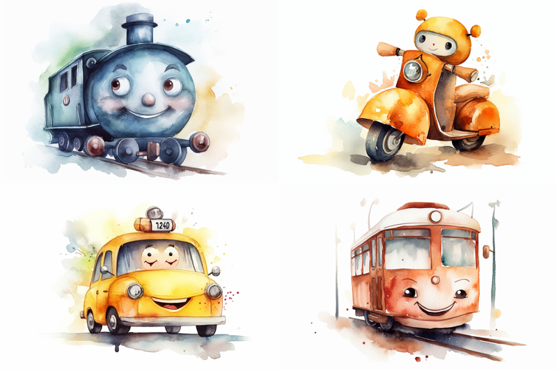 whimsical-vehicles-a-watercolor-collection