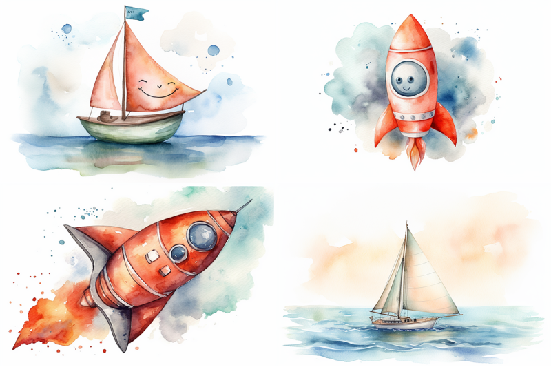 whimsical-vehicles-a-watercolor-collection