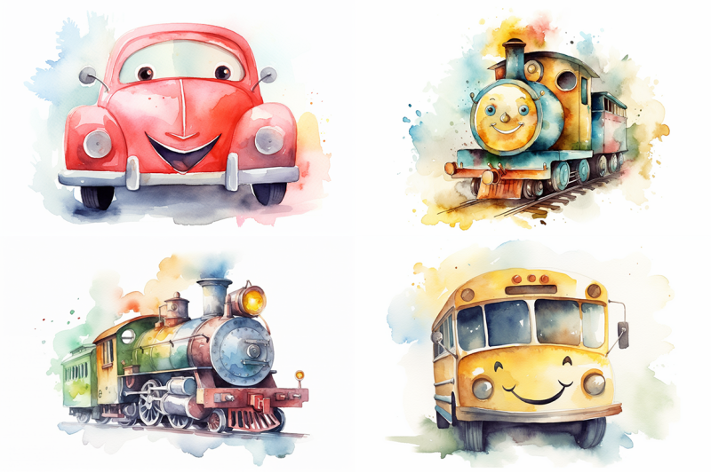 whimsical-vehicles-a-watercolor-collection