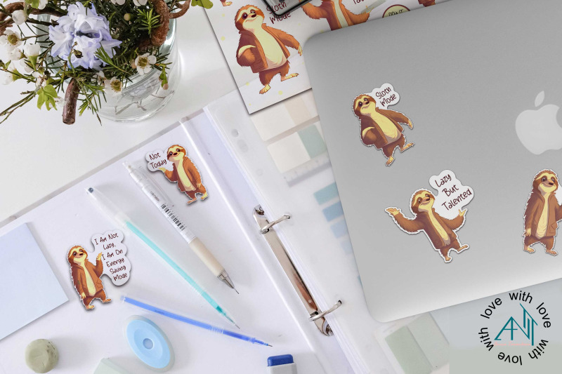 cute-sloth-cartoons-printable-stickers-cricut-design
