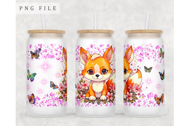 baby-fox-libbey-glass-can-wrap-16oz-glass-can-sublimation-design