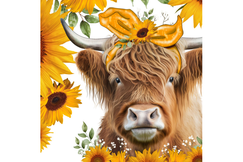 highland-cow-png-40oz-quencher-sunflowers-tumbler-sublimation-design