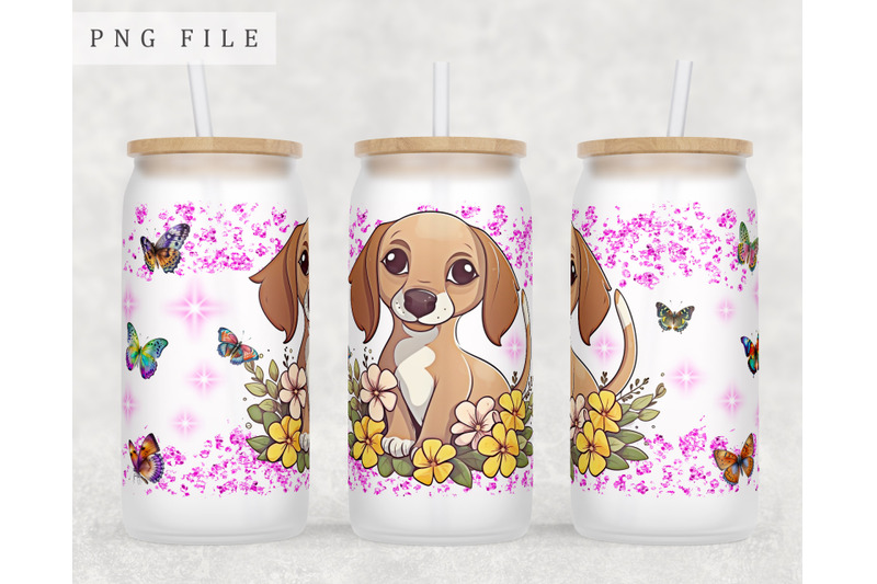 dachshund-puppy-libbey-glass-can-wrap-16oz-glass-can-sublimation-png