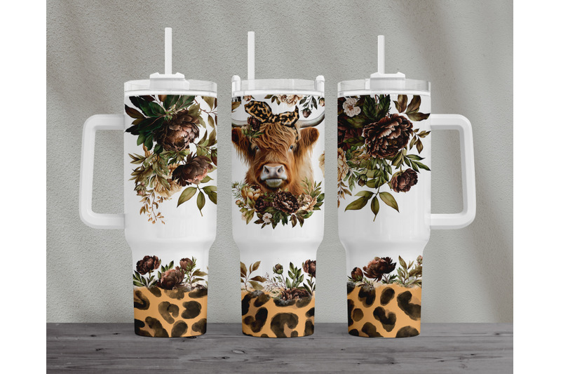 highland-cow-png-40oz-quencher-brown-peonies-tumbler