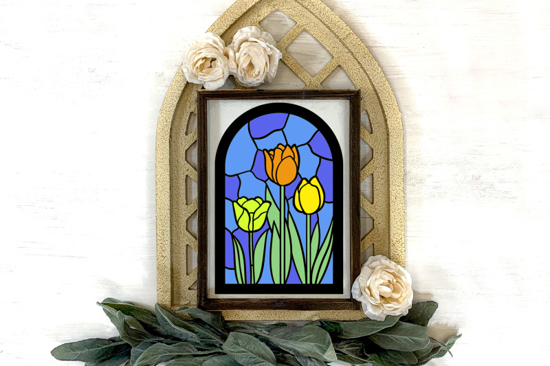 tulips-papercut-stained-glass