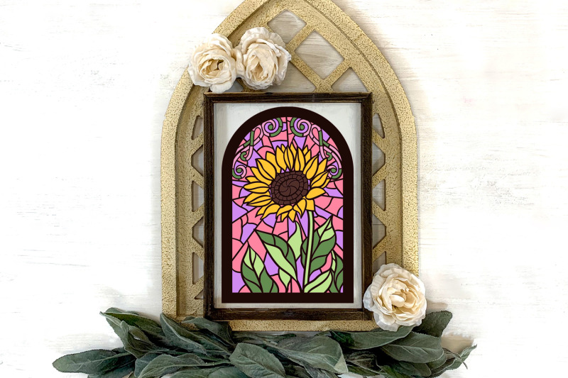 sunflower-papercut-stained-glass