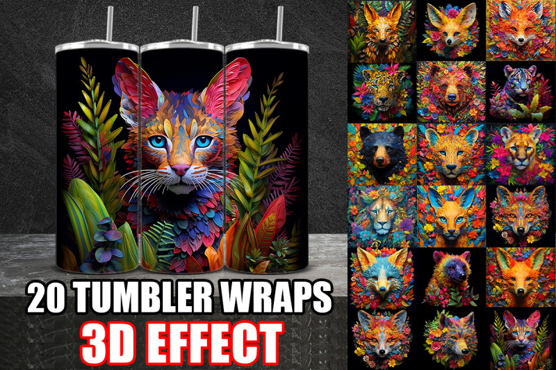 3d-colorful-animals-tumbler-wrap