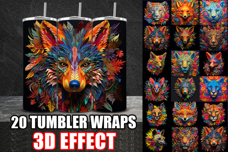 3d-papercut-wild-animals-tumbler-wrap