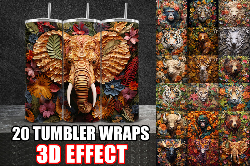 3d-autumn-papercut-animals-tumbler-wrap
