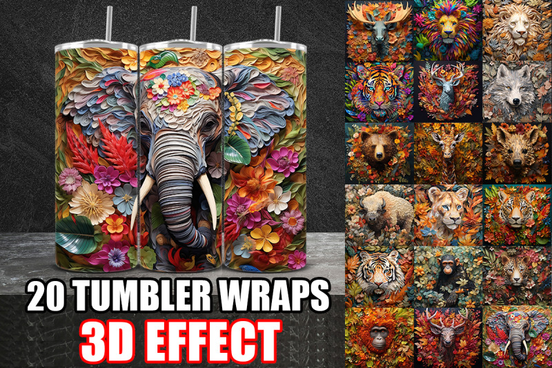 3d-colorful-wild-animals-tumbler-wrap