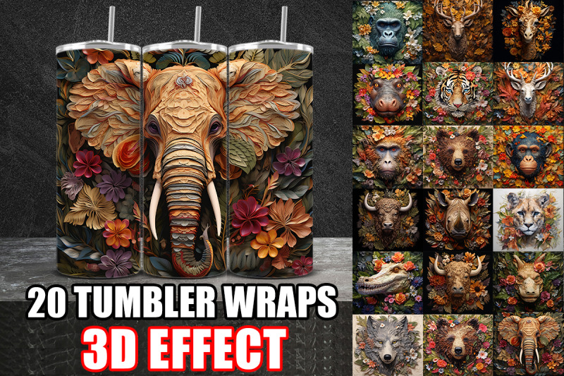 3d-flowers-wild-animals-tumbler-wrap