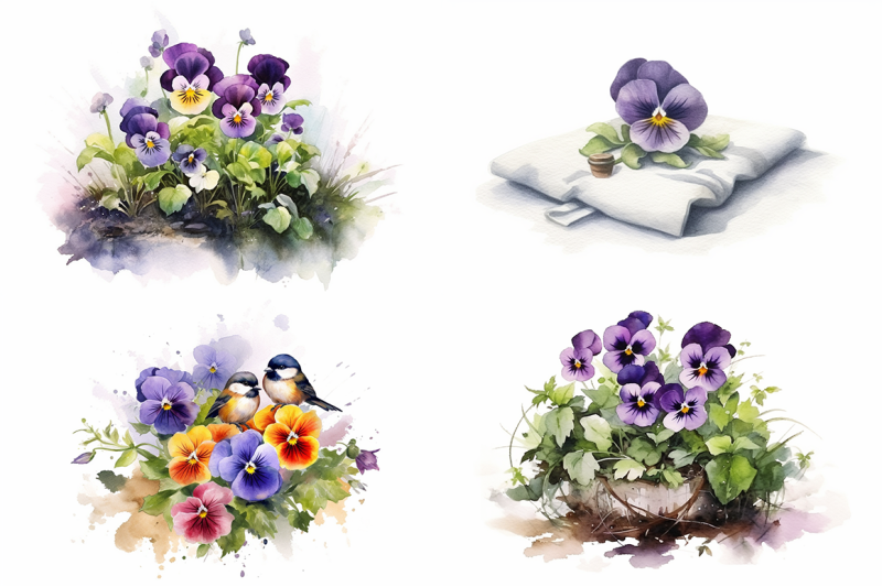 floral-charm-watercolor-pansy-collection