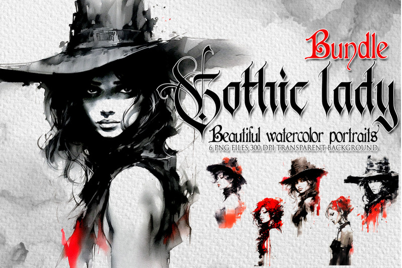 gothic-lady-portraits-bundle-clipart